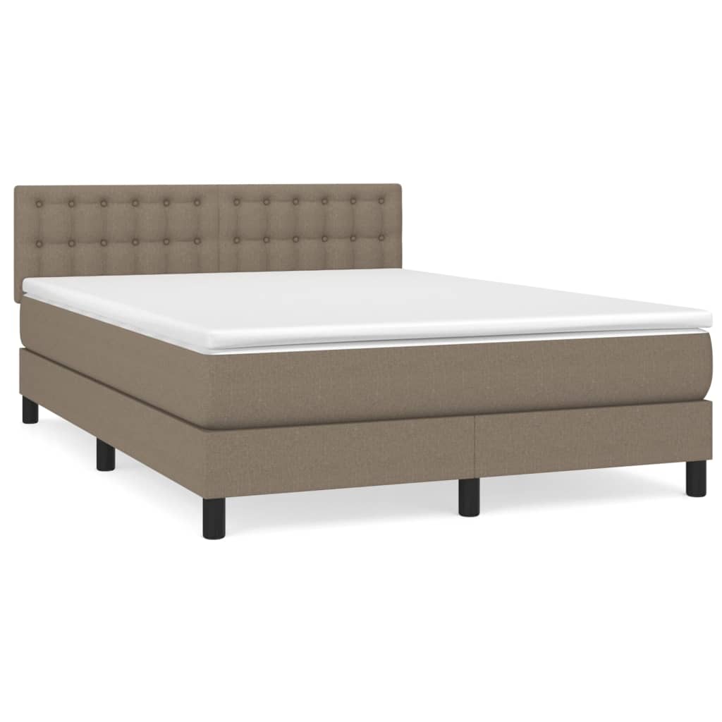 Box Spring Postel S Matrací Taupe 140X190 Cm Textil