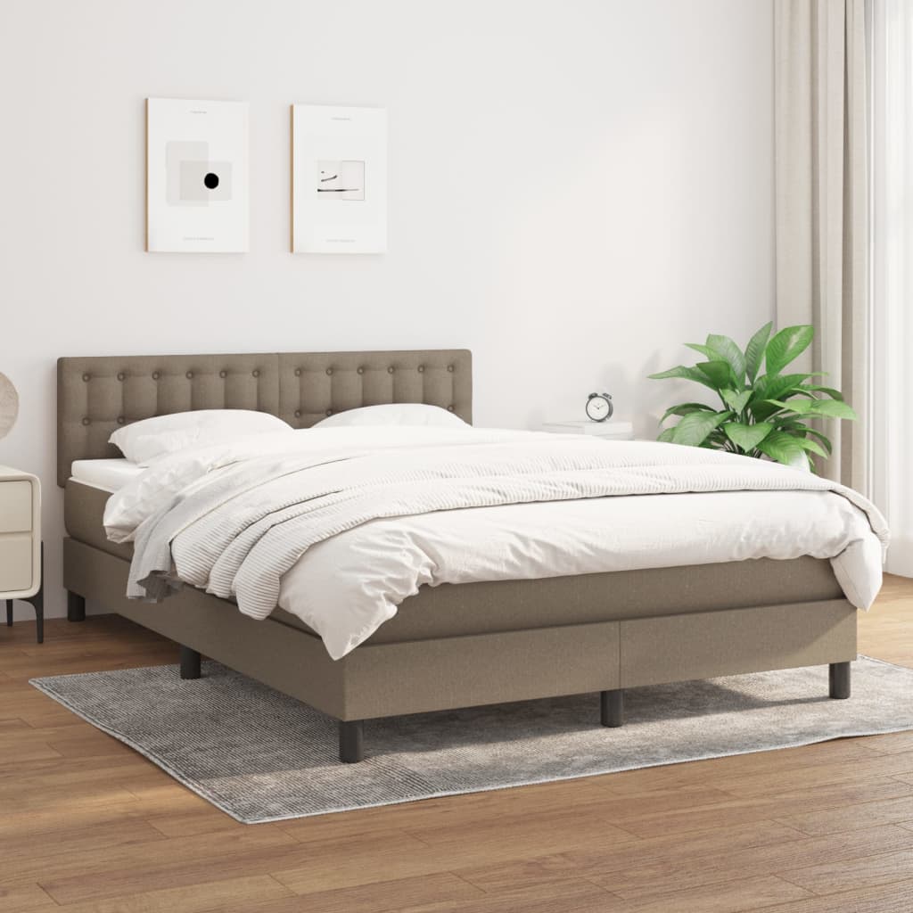 Box Spring Postel S Matrací Taupe 140X200 Cm Textil