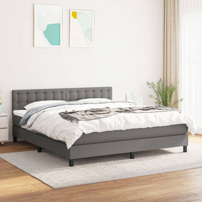 Box Spring Postel S Matrací Textil Tmavě Šedá