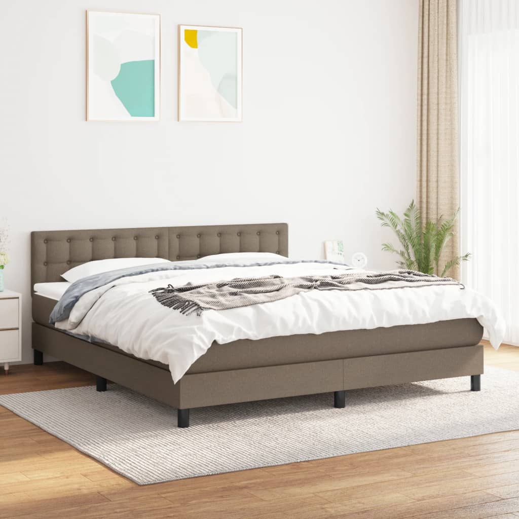 Box Spring Postel S Matrací Taupe 160X200 Cm Textil
