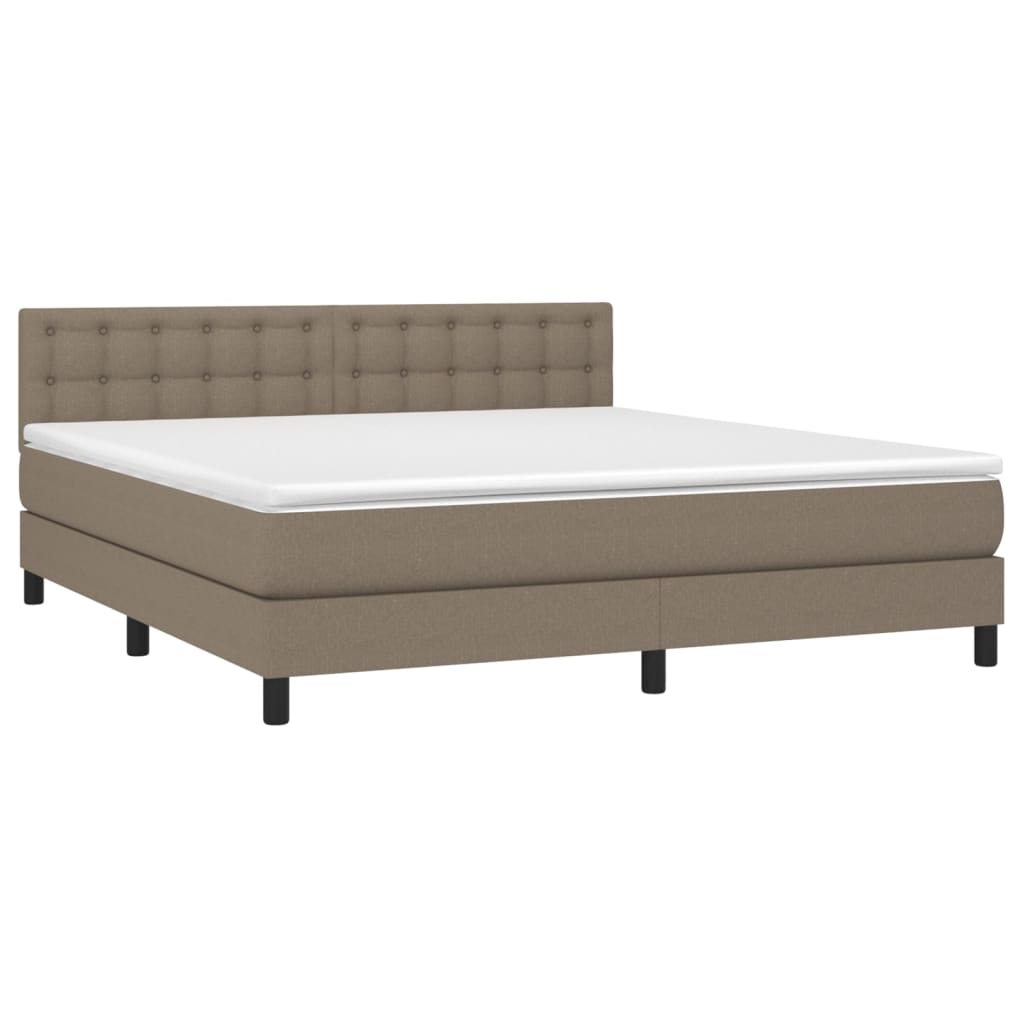 Box Spring Postel S Matrací Taupe 180X200 Cm Textil