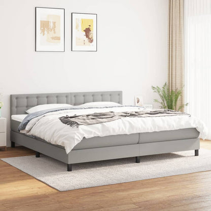 Box Spring Postel S Matrací Textil Světle Šedá