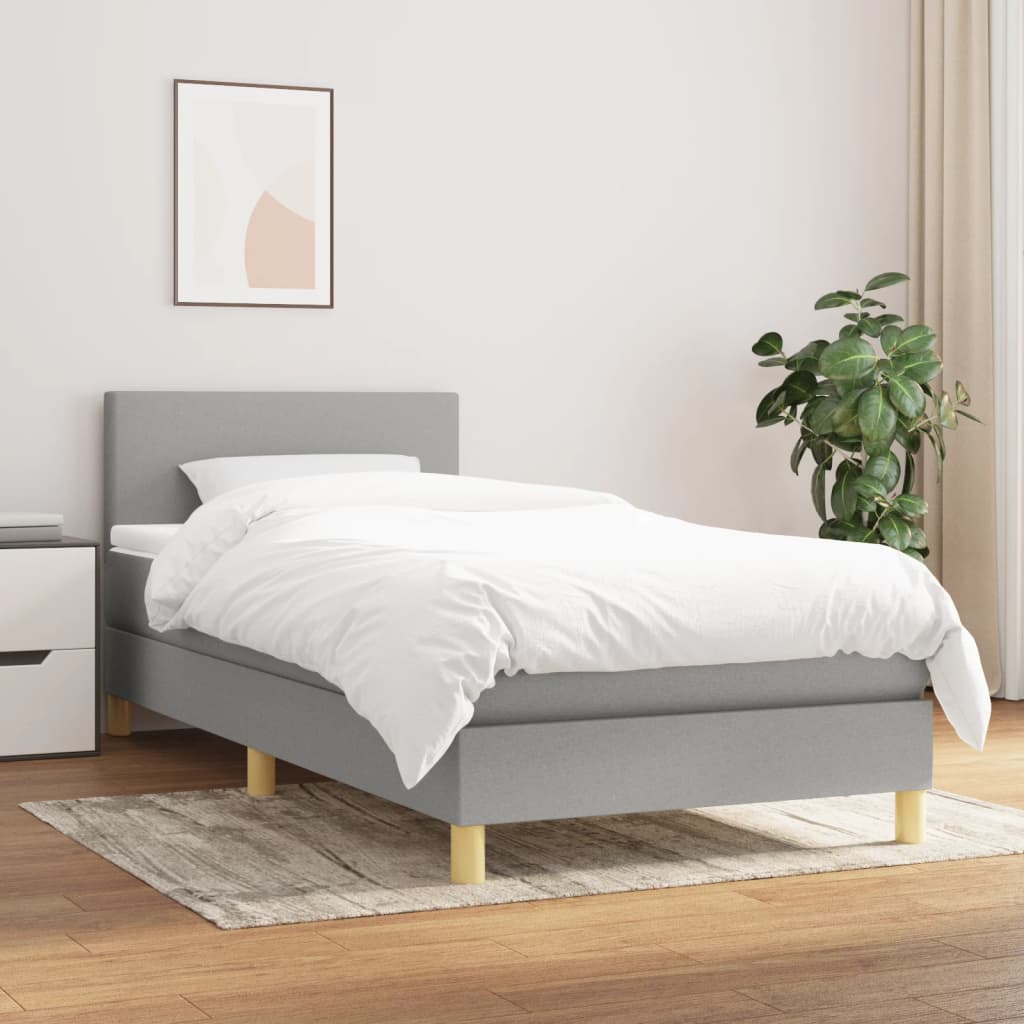 Box Spring Postel S Matrací Textil Světle Šedá