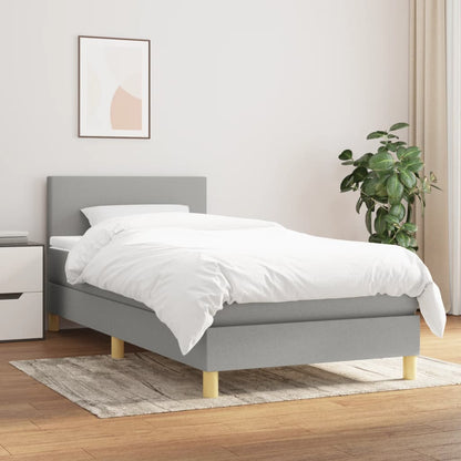 Box Spring Postel S Matrací Textil Světle Šedá