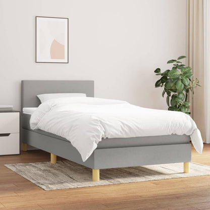 Box Spring Postel S Matrací Textil Světle Šedá