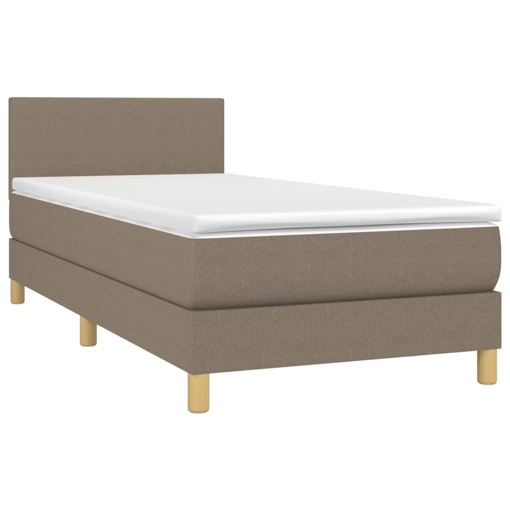 Box Spring Postel S Matrací Taupe 100 X 200 Cm Textil