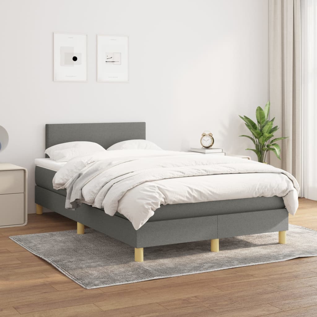 Box Spring Postel S Matrací Tmavě Šedý Textil Tmavě Šedá