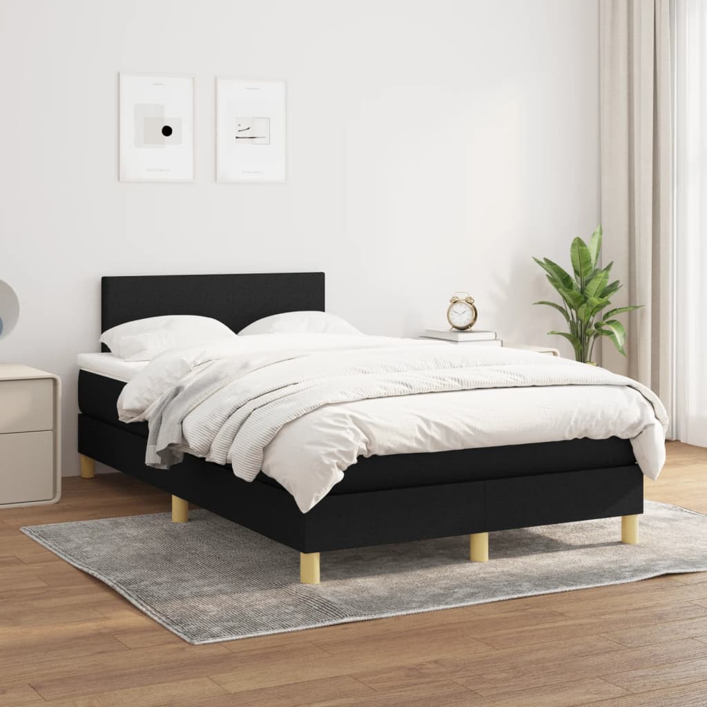 Box Spring Postel S Matrací Černá Textil Černá