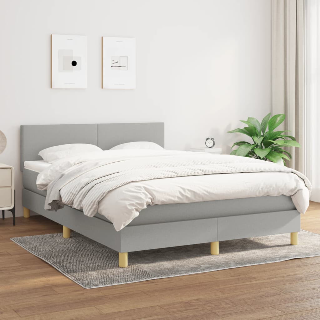 Box Spring Postel S Matrací Textil Světle Šedá