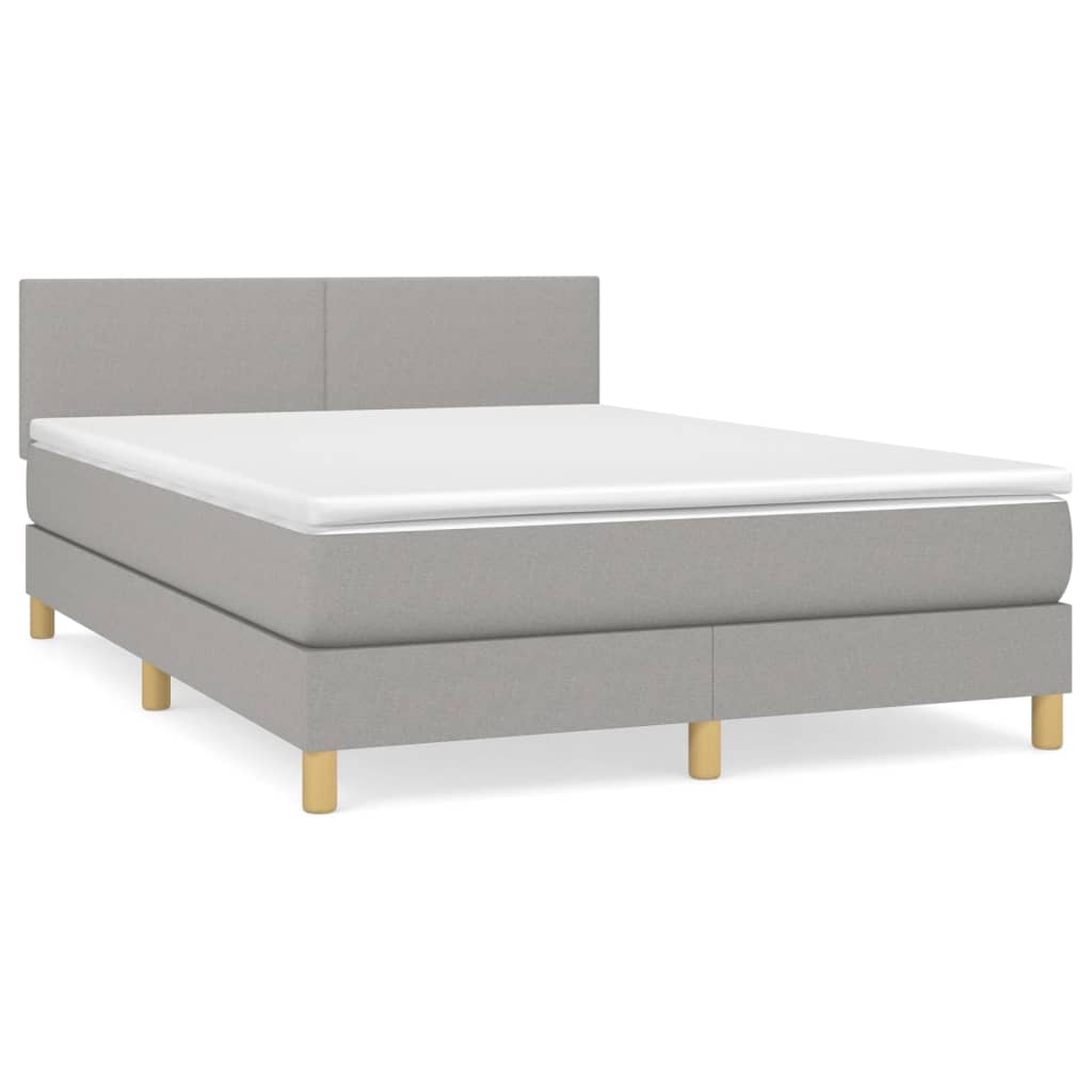 Box Spring Postel S Matrací Textil Světle Šedá