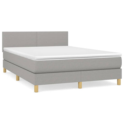 Box Spring Postel S Matrací Textil Světle Šedá