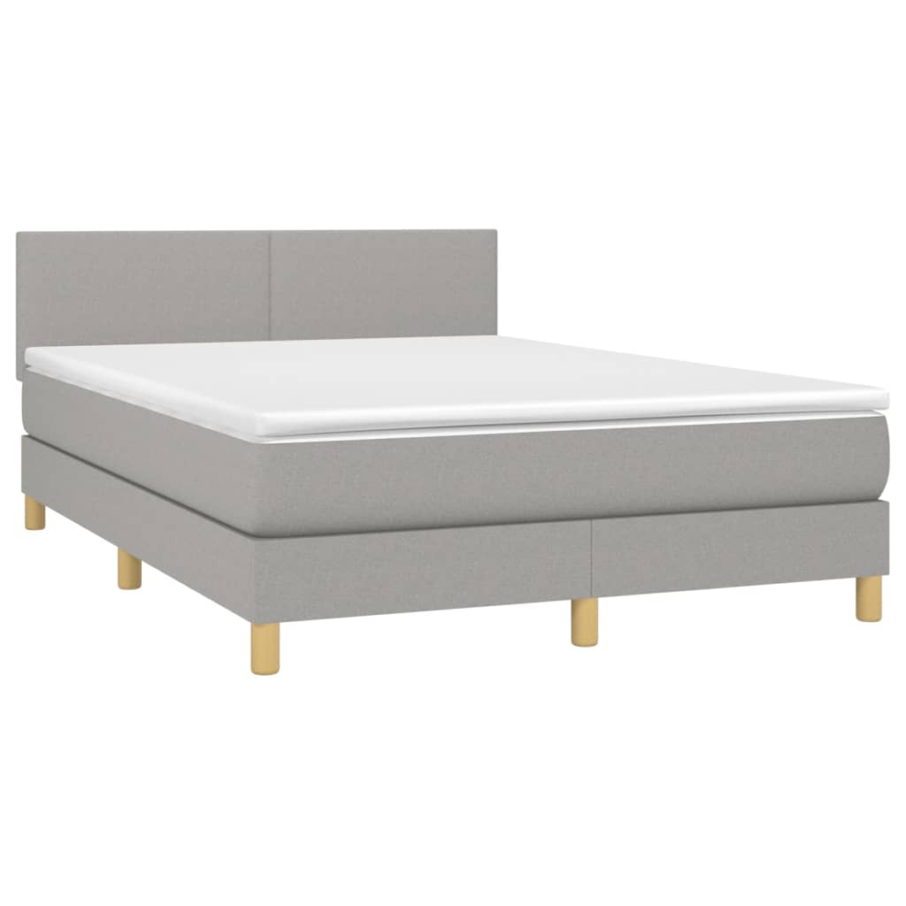 Box Spring Postel S Matrací Textil Světle Šedá