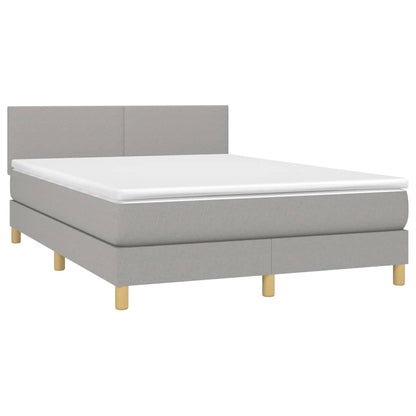 Box Spring Postel S Matrací Textil Světle Šedá