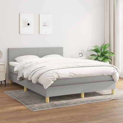 Box Spring Postel S Matrací Textil Světle Šedá