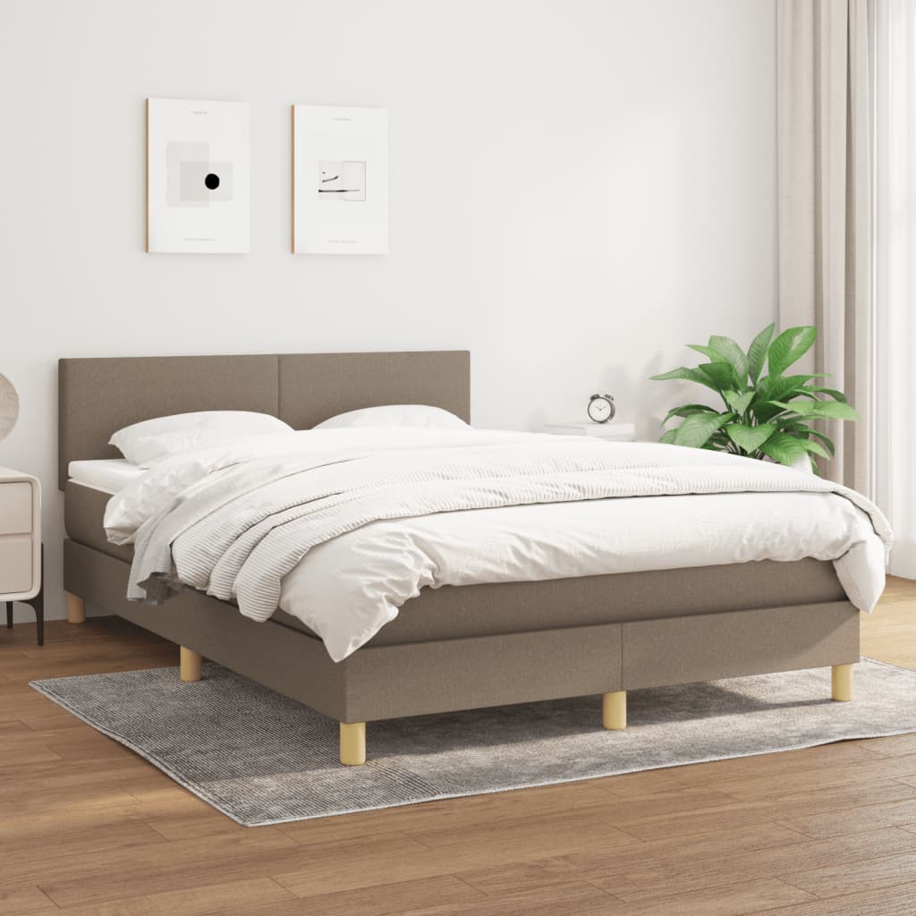 Box Spring Postel S Matrací Taupe 140X200 Cm Textil