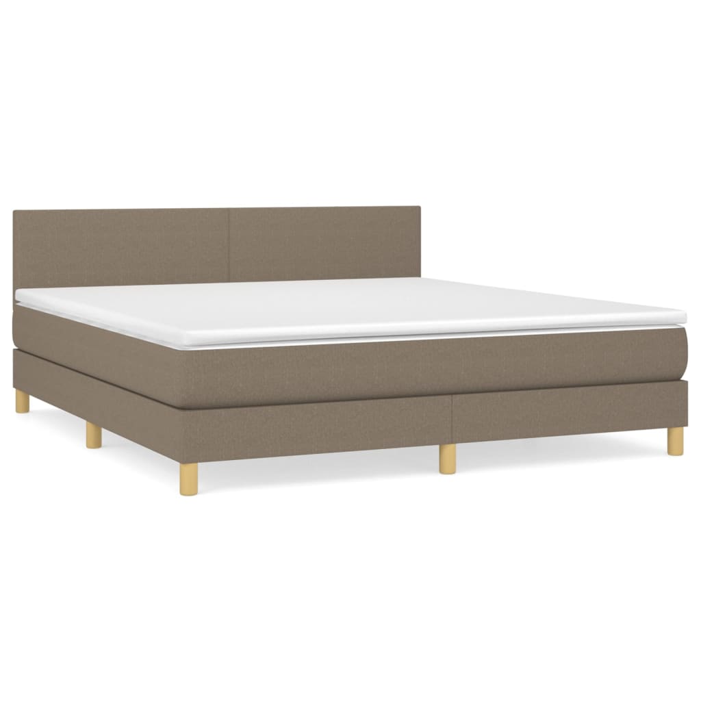 Box Spring Postel S Matrací Taupe 160X200 Cm Textil