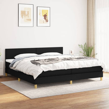 Box Spring Postel S Matrací Černá Textil Černá