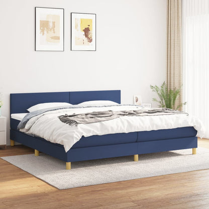 Box Spring Postel S Matrací Textil Modrá