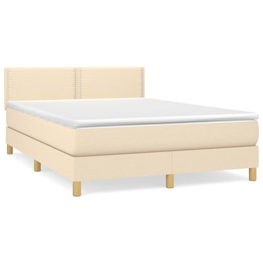 Box Spring Postel S Matrací Textil Krémová