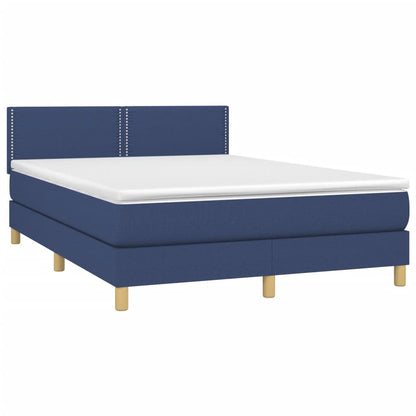 Box Spring Postel S Matrací Textil Modrá