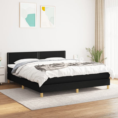 Box Spring Postel S Matrací Černá Textil Černá