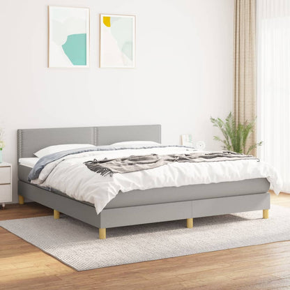 Box Spring Postel S Matrací Textil Světle Šedá