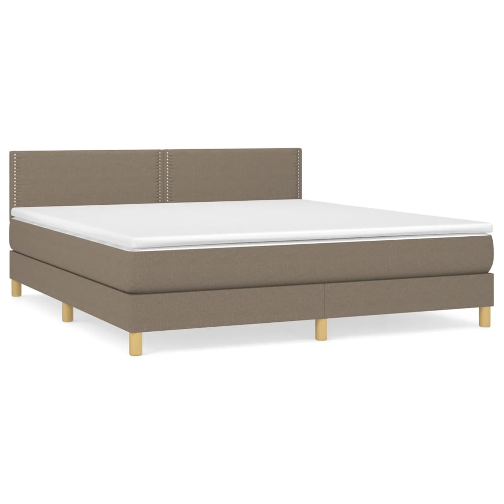 Box Spring Postel S Matrací Taupe 180X200 Cm Textil