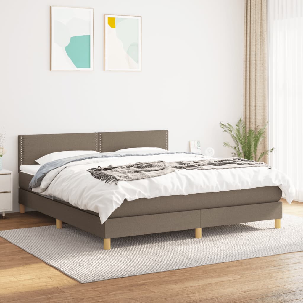 Box Spring Postel S Matrací Taupe 180X200 Cm Textil