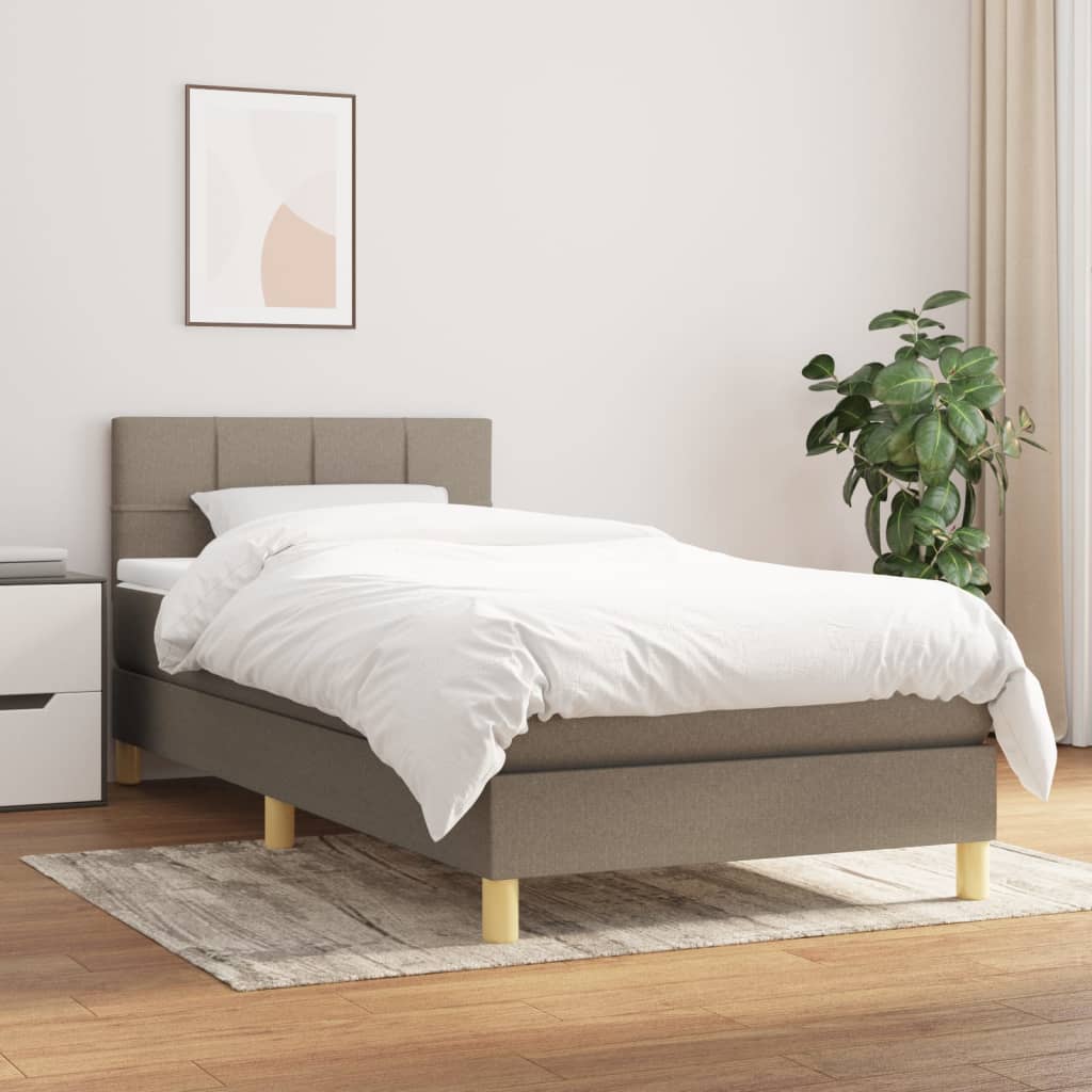 Box Spring Postel S Matrací Taupe 90X200 Cm Textil