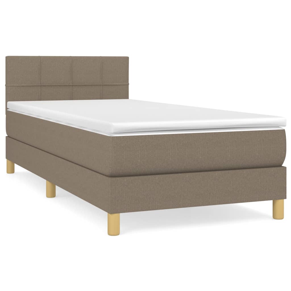 Box Spring Postel S Matrací Taupe 100 X 200 Cm Textil