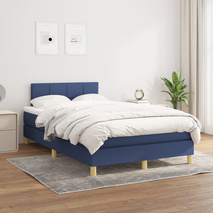 Box Spring Postel S Matrací Textil Modrá