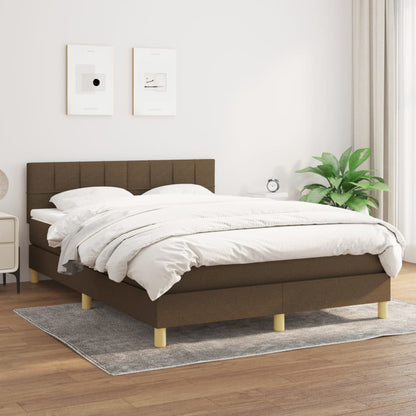 Box Spring Postel S Matrací Textil Tmavě Hnědá