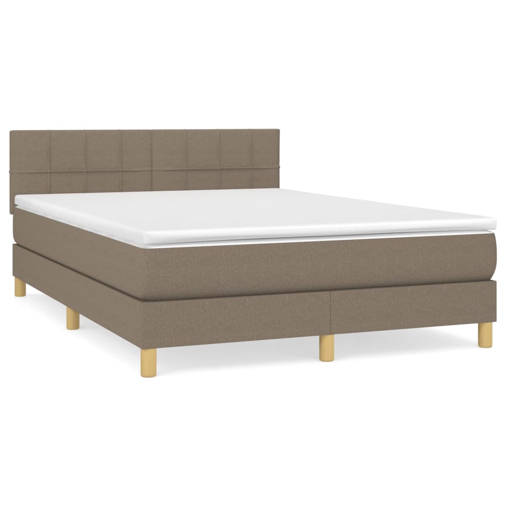 Box Spring Postel S Matrací Taupe 140X190 Cm Textil