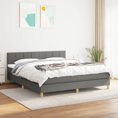 Box Spring Postel S Matrací Tmavě Šedý Textil Tmavě Šedá