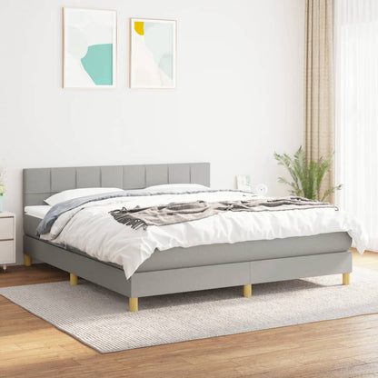 Box Spring Postel S Matrací Textil Světle Šedá