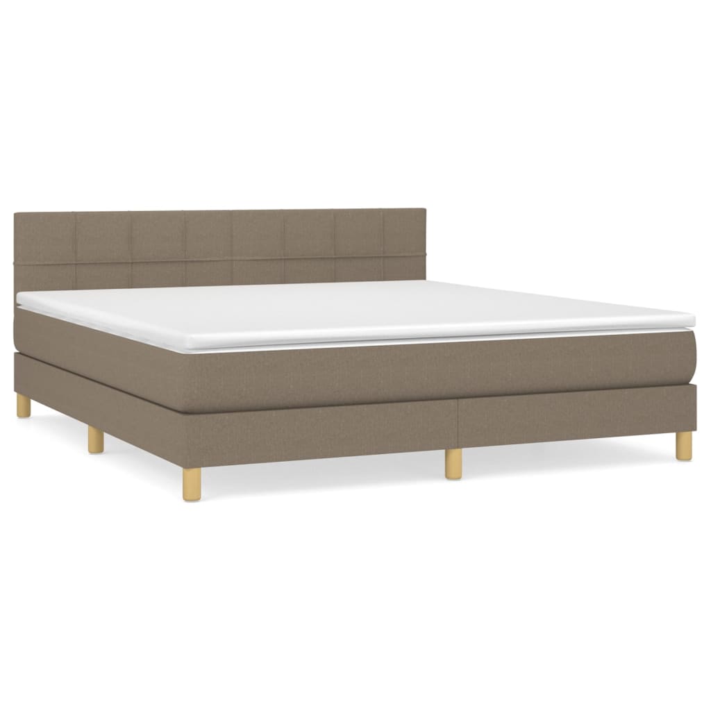 Box Spring Postel S Matrací Taupe 180X200 Cm Textil