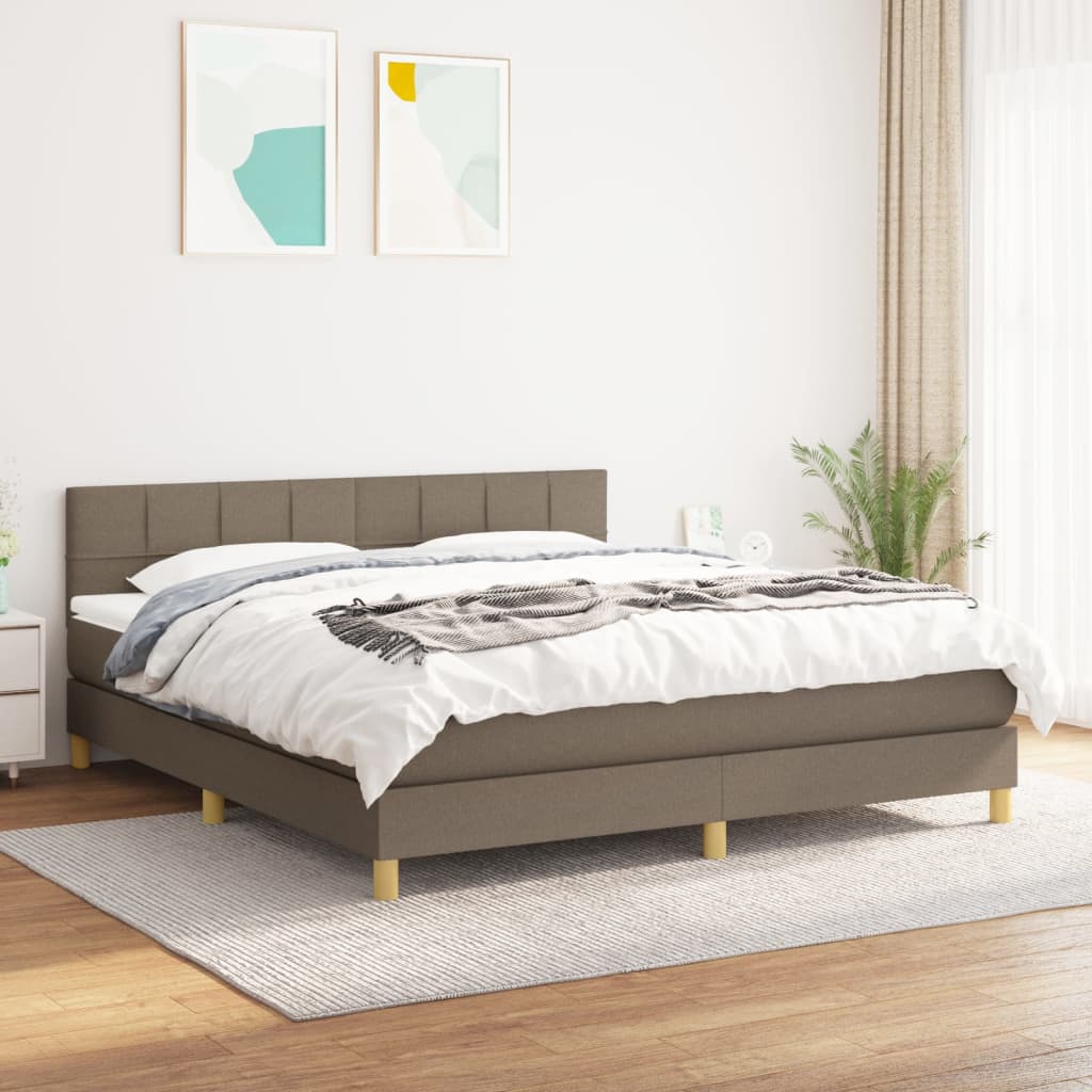 Box Spring Postel S Matrací Taupe 180X200 Cm Textil