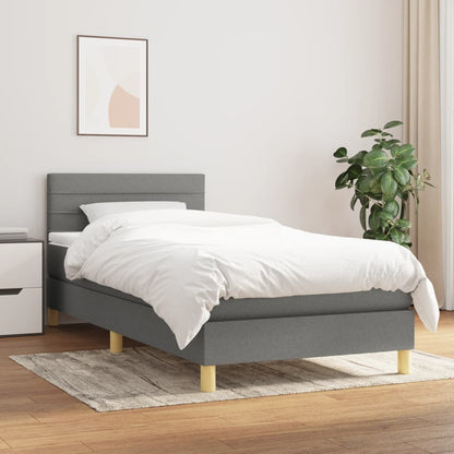 Box Spring Postel S Matrací Tmavě Šedý Textil Tmavě Šedá