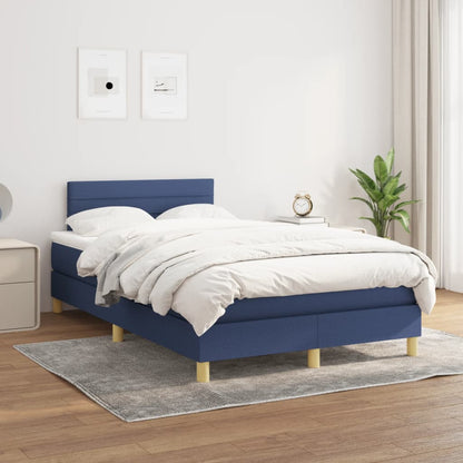 Box Spring Postel S Matrací Textil Modrá