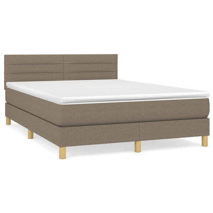 Box Spring Postel S Matrací Taupe 140X190 Cm Textil