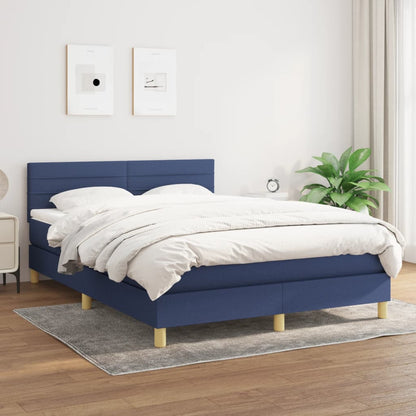 Box Spring Postel S Matrací Textil Modrá