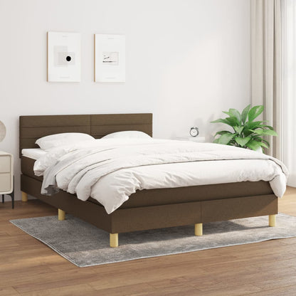 Box Spring Postel S Matrací Textil Tmavě Hnědá
