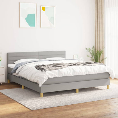 Box Spring Postel S Matrací Textil Světle Šedá