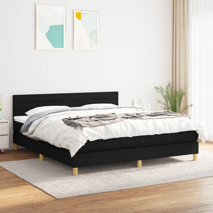 Box Spring Postel S Matrací Černá Textil Černá
