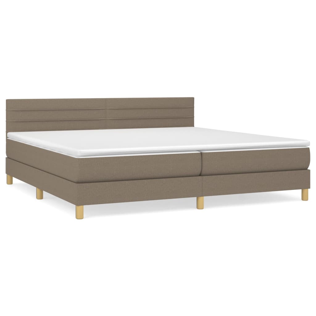 Box Spring Postel S Matrací Taupe 200X200 Cm Textil