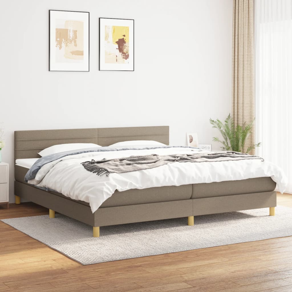 Box Spring Postel S Matrací Taupe 200X200 Cm Textil