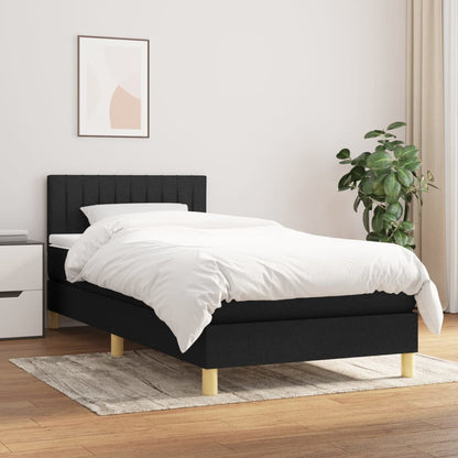 Box Spring Postel S Matrací Černá Textil Černá