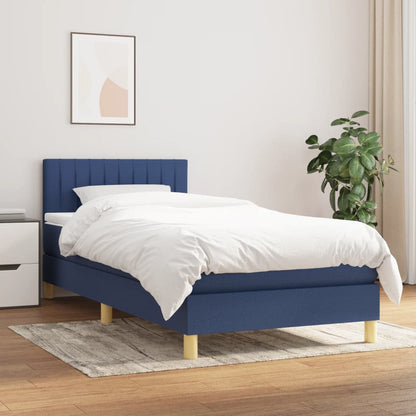 Box Spring Postel S Matrací Textil Modrá