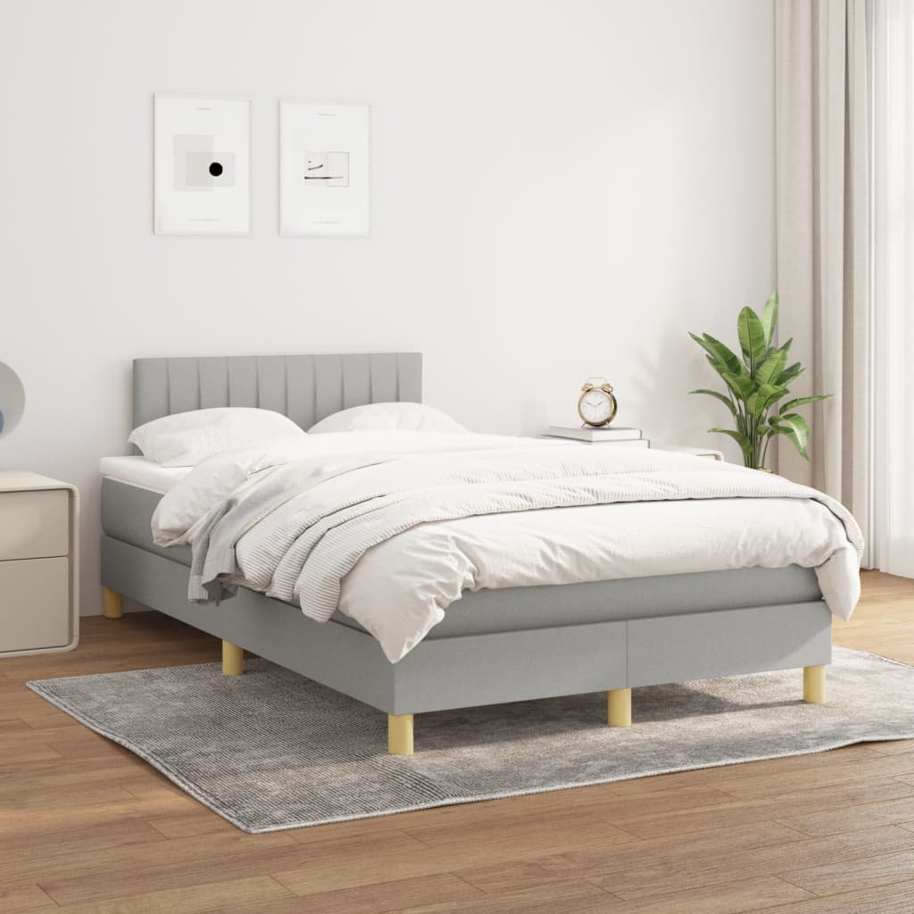 Box Spring Postel S Matrací Textil Světle Šedá