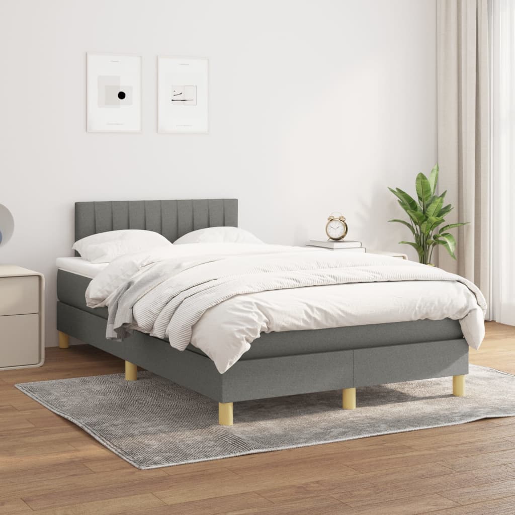 Box Spring Postel S Matrací Tmavě Šedý Textil Tmavě Šedá